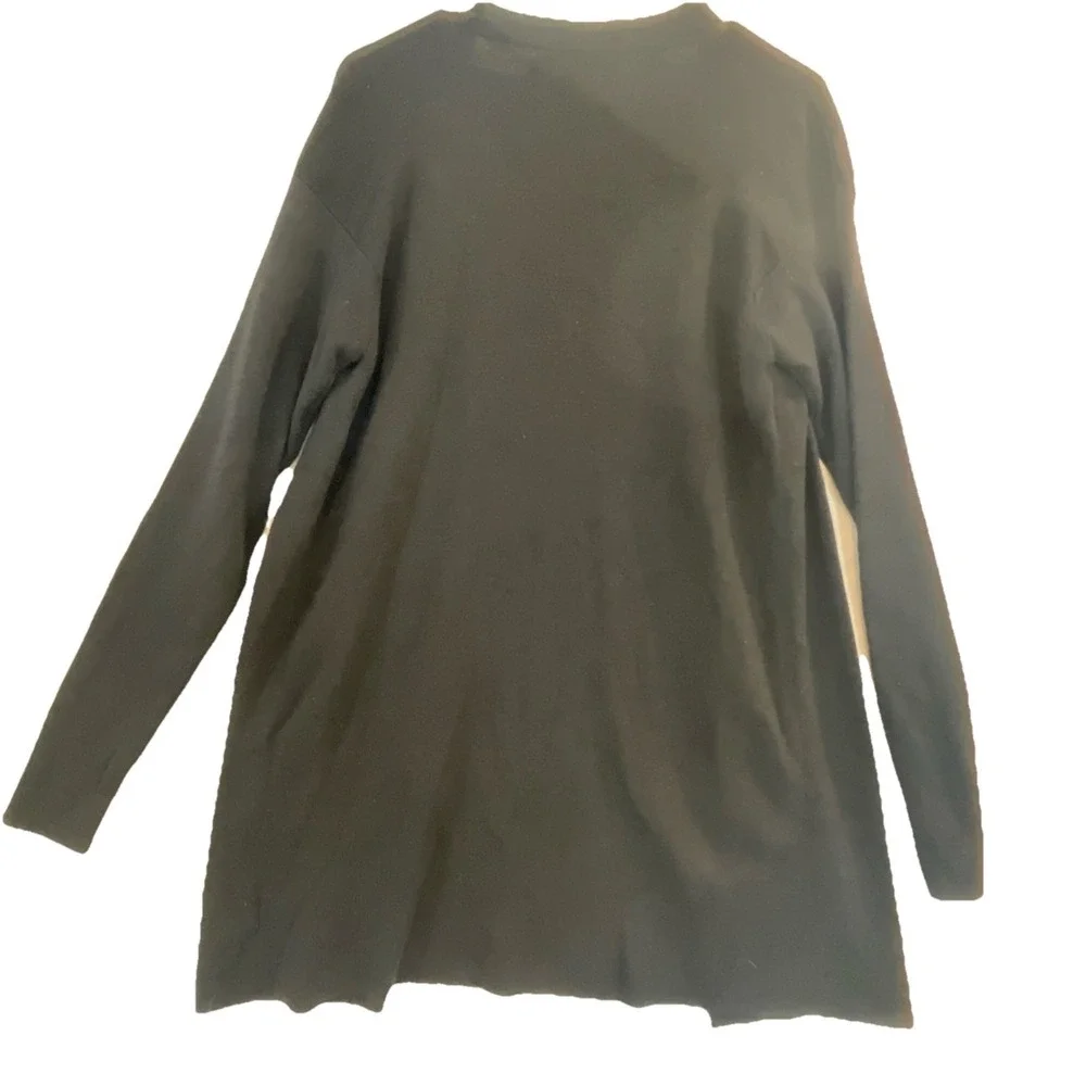 Linda Allard Ellen Tracy Open Cardigan Sweater Women Sz S Black Wool & Silk Nice